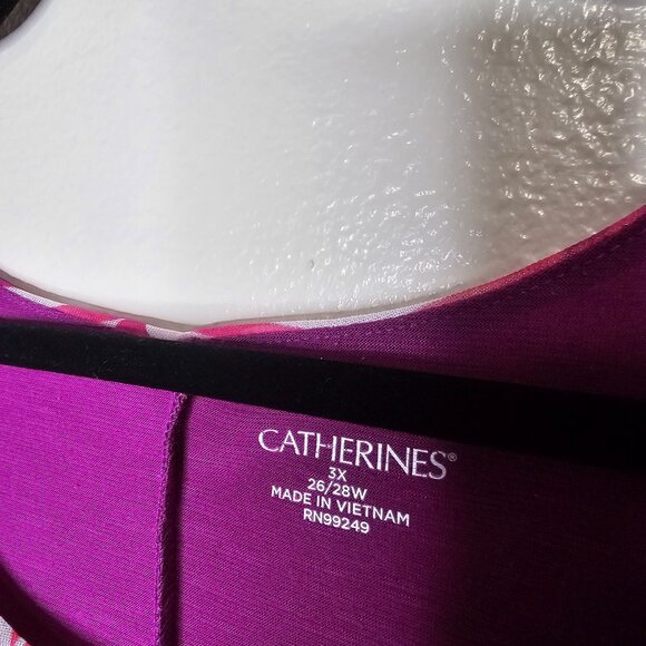 Catherines 3x Top Purple Palm Tropical Tiered Asymmetric Layer Coastal Vacation - Picture 4 of 6